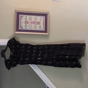 Disorderly Kids Elegant Black Sequin Beaded Asymmetrical Black Dress 14